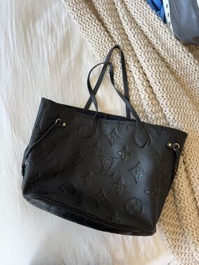 Louis Vuitton Black Embossed Monogram Leather Tote